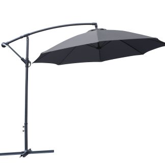Premium Quality Banana Parasol - 2.7m Diameter in Grey - Complete With All Weather Cover