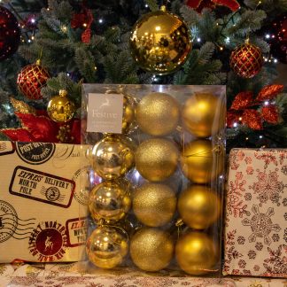 Christmas Tree Decorations - Gold Bauble Selection - Pack of 24