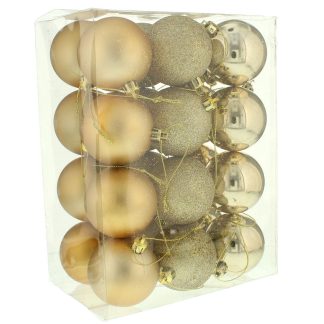 Christmas Tree Decorations - Champagne Bauble Selection - Pack of 24
