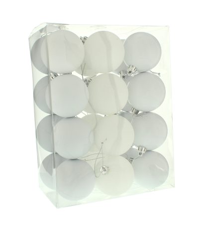 Christmas Tree Decorations - White Bauble Selection - Pack of 24