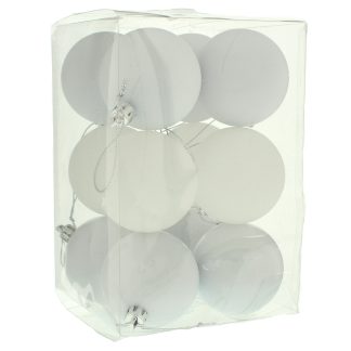 Christmas Tree Decorations - White Bauble Selection - Pack of 12