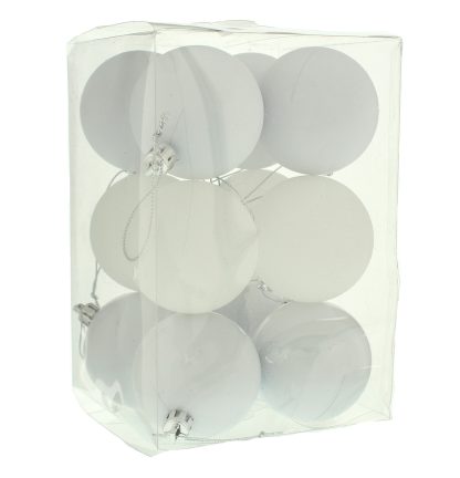 Christmas Tree Decorations - White Bauble Selection - Pack of 12