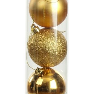 Christmas Tree Decorations - Gold Bauble Selection - Pack of 9