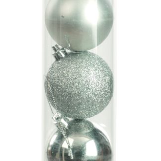 Christmas Tree Decorations - Silver Bauble Selection - Pack of 9