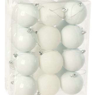 Christmas Tree Decorations - White Bauble Selection - Pack of 24