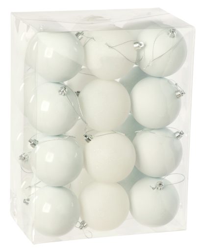 Christmas Tree Decorations - White Bauble Selection - Pack of 24