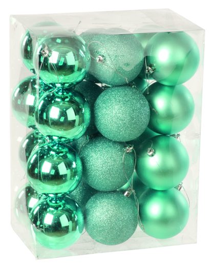 Christmas Tree Decorations - Blue Bauble Selection - Pack of 24