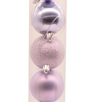 Christmas Tree Decorations - Assorted -  Lilac Baubles - Pack of 9