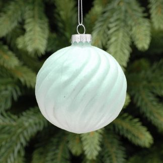 Christmas Tree Decorations - Mint Green & White Bauble