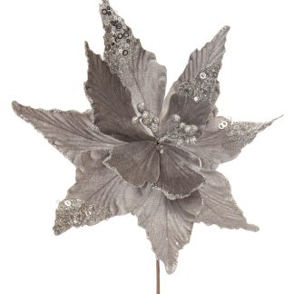 Christmas Floristy Decoration - Pewter Grey Poinsettia