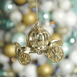 Christmas Tree Decoration - Gold Glitter Carriage