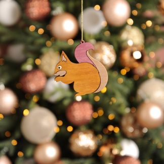 Christmas Tree Decoration - Scandinavian Wooden Squirrel