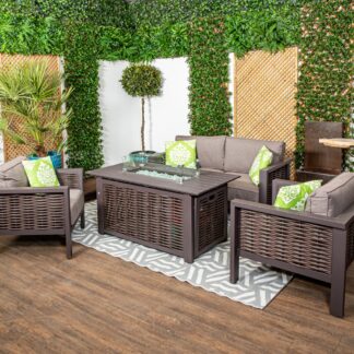 Rome - Luxury Garden Furniture - Sofa Set With Two Chairs And Firepit Table