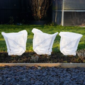 Pack of Three - Extra Thick (30gsm) Small Frost Protection Fleece Plant Jacket With Drawstring Closing Cord  (0.6m x 0.8m)