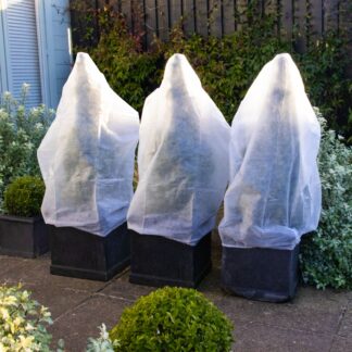 Pack of Three - Extra Thick (30gsm) Medium Frost Protection Fleece Plant Jacket  With Drawstring Closing Cord (0.8m x 1.0m)