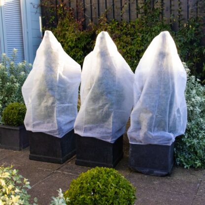 Pack of Three - Extra Thick (30gsm) Medium Frost Protection Fleece Plant Jacket  With Drawstring Closing Cord (0.8m x 1.0m)