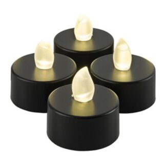 Halloween - Black Flickering Tea Lights - Pack of 4