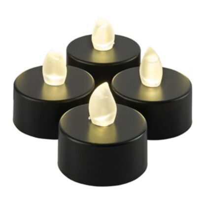 Halloween - Black Flickering Tea Lights - Pack of 4