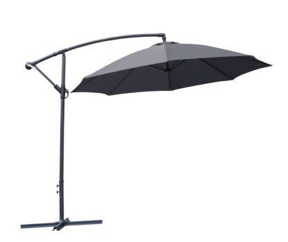 Premium Quality Banana Parasol - 2.7m Diameter in Grey - Complete With All Weather Cover
