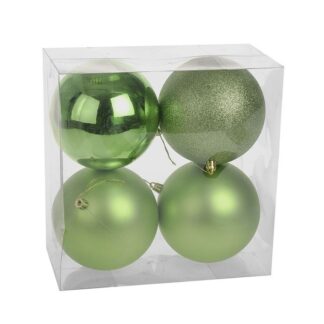 Christmas Decorations - Green Baubles - Pack of 4