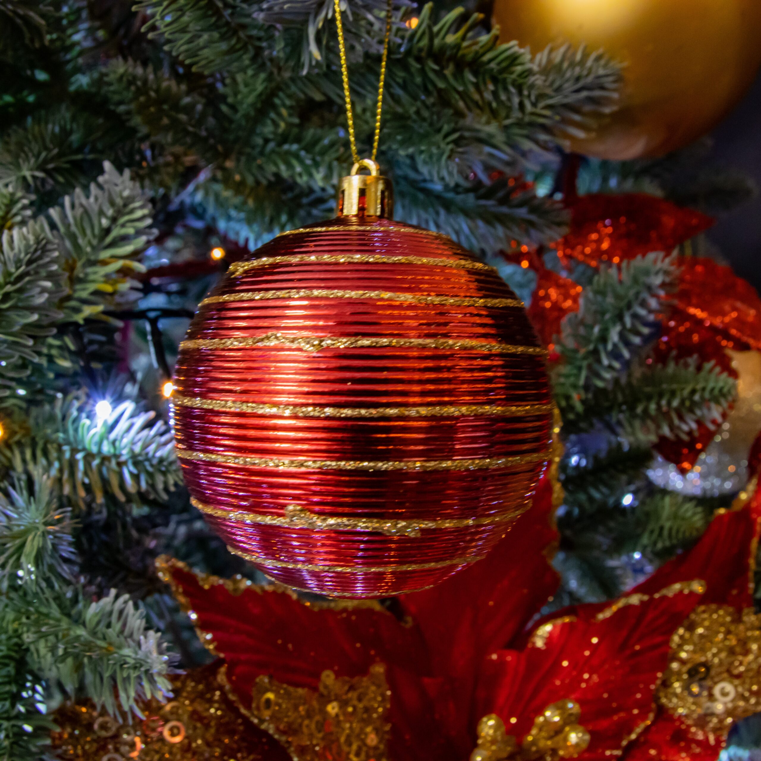 Christmas Tree Decorations - Assorted Red Baubles - Pack of 12