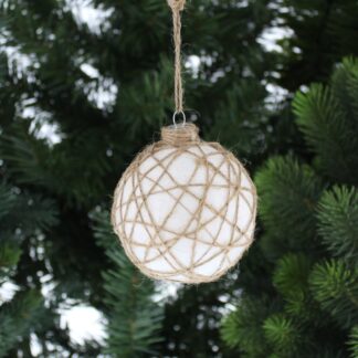 Christmas Tree Decorations - White Glitter Bauble