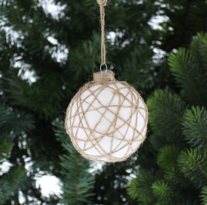 Christmas Tree Decorations - White Glitter Bauble