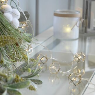Christmas Tree String Lights - 10 Silver Geometric Ball Lights