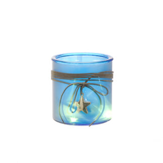Christmas Decoration - Battery Operated Lit Star Effect Blue Lantern
