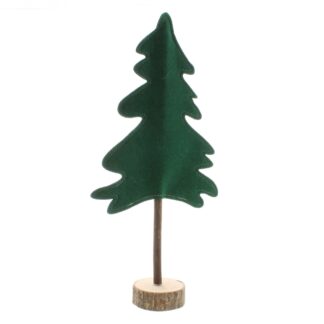Christmas Decoration - Green Tree On Wooden Base Ornament