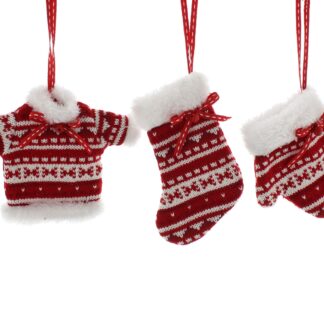 Christmas Tree Decorations - Scandi Outfit Decorations - Pack of 3