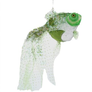 Christmas Decoration - Green And White Mesh Fish