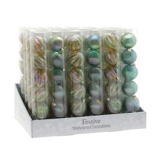 Christmas Tree Decorations - Iridescent Baubles - Pack of 6