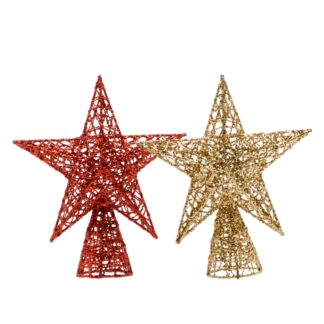 Christmas Decoration - Assorted Red And Gold Tree Topper - Pack of 2