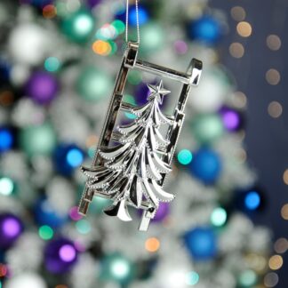 Christmas Decoration - Silver Sleigh With Tree