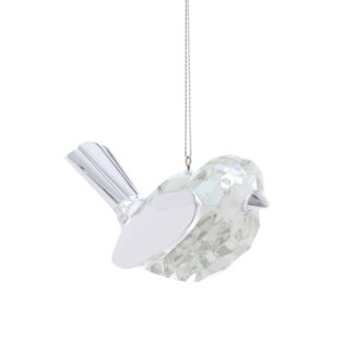 Christmas Decoration - Hanging Clear Bird With Silver Wings