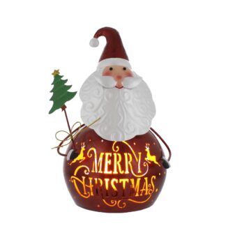 Christmas Decoration - Led Metal Santa Lantern - Battery Operated