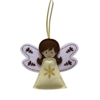 Christmas Tree Decoration - White And Gold Hanging Angel