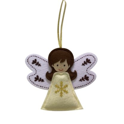 Christmas Tree Decoration - White And Gold Hanging Angel