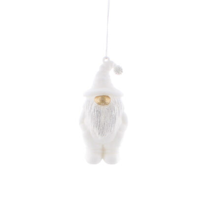 Christmas Tree Decoration - White Glitter Gonk
