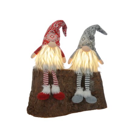 Christmas Decoration - Led Light Dangly Legs Scandinavian Gonks - Pack of 2