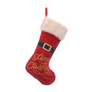 Christmas Decoration - Red Stocking With Santa Belt