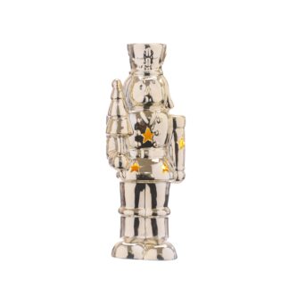 Christmas Decoration - Led Gold Porcelain Nutcracker - Battery Operated