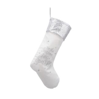 Christmas Decoration - Tis The Season To Sparkle White Stocking