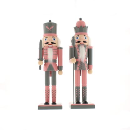 Christmas Decoration - Blush Pink And Silver Nutcrackers - Pack of 2
