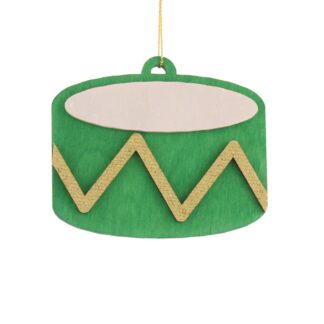 Christmas Tree Decoration - Hanging Green Wooden Drum
