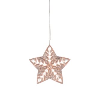 Christmas Tree Decoration - Iridescent Pink And Silver Star