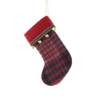 Christmas Stocking - Red Tartan Stocking With Bell
