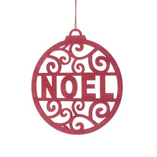 Christmas Decoration - Hanging Red Laser Cut 'Noel' Disc