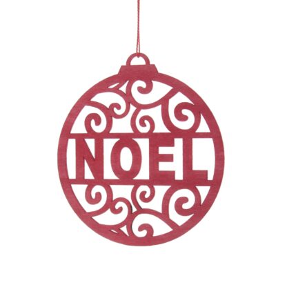 Christmas Decoration - Hanging Red Laser Cut 'Noel' Disc